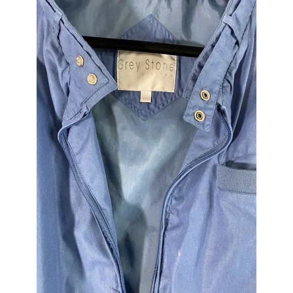 Grey Stone Limited Mens Blue Lined Bomber Jacket Zip Front Sz 3XB - Picture 8 of 9